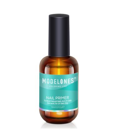 Modelones Nail Primer Acid Free Gel Polish Primer for Acrylic Powder Fast Air Dry Gel Nail Primer for Nail Prep Nail Bonder 15ml