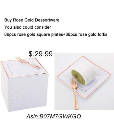 WDF 125PCS Rose Gold Plastic Silverware & Disposable Plates Set - Ideal for Wedding, Party, Christmas - Includes 25 Dinner Plates, 25 Salad Plates, 25 Forks, 25 Knives, 25 Spoons - Buy Online on SooperMarket.com