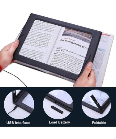 Full-Page Magnifying Glass Hands-Free Large Rectangular 2.5X Magnifier LED Lighted Illuminated Foldable Desktop Portable for Elder Kids - Buy Online on SooperMarket.com