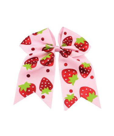 Strawberry Hair Bow Clip Pin Girls Fruit Hair Barrettes Strawberry Ribbon Bow BBG24 (Ponytail Holder Bows)