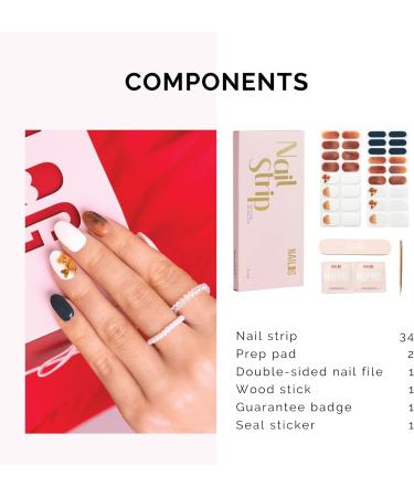 NAILOG Semi Cured Gel Nail Strips 34 pcs Salon-Quality Gel Nail Stickers Long Lasting Nail Wraps for Women with Soft Gel Finish Animal Print Bear with Me - Buy Online on SooperMarket.com
