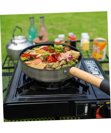 BCOATH Camping Portable Pan Egg Pan Flat Skillet Camping Cookware Griddle Pan Stainless Steel Cookware Pans Portable Camping Pan Mini Egg Cooker Multi-Function Pan Non Stick Wok Wood - Buy Online on SooperMarket.com