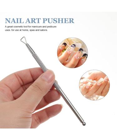 KALLORY Stainless Steel Nail Scraper and Cuticle Pusher Set - Triangle Gel Polish Remover Tool (4 Pcs, Silver) - Buy Online on SooperMarket.com