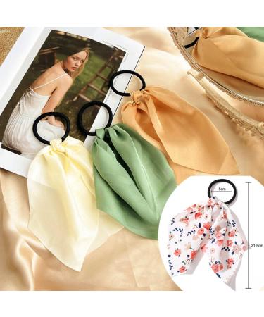 Floral Ribbon Hair Scrunchie Set - 16 Styles Seamless Elastic Hair Ties for Women and Girls - Buy Online on SooperMarket.com