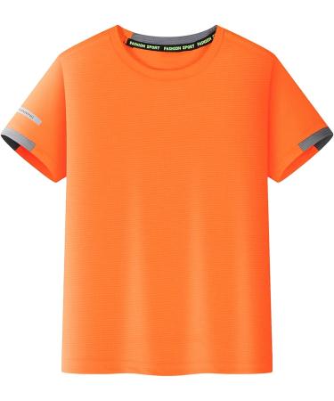 Doomiva Kids Boys Compression Shirt Orange | Quick Dry Sports Tee for Running Basketball | Short Sleeve, Size 11-12 Years - Buy Online on SooperMarket.com