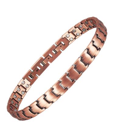 EnerCoppeX Copper Ankle Bracelet for Women Magnetic Pure Solid 99.99% Copper Lymph Detox Anklet 3500 Gauss Effective Magnet (CAC-0001W)