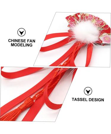 ibasenice 3 Pairs Children's Hairpin Butterfly Hair Clips Chinese New Year Hair Clips Hair Clip Accessories Polymer Clay Cane Styling Hair Clips Decor Red Fabric Ribbon Woman Chinese Style - Buy Online on SooperMarket.com