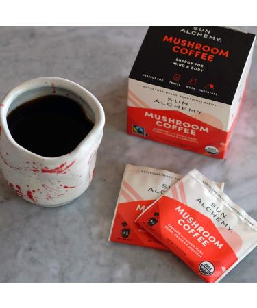 Sun Alchemy Mushroom Coffee with Organic Fair-Trade Coffee & Energizing Mushrooms - 12 Sachets - Buy Online on SooperMarket.com
