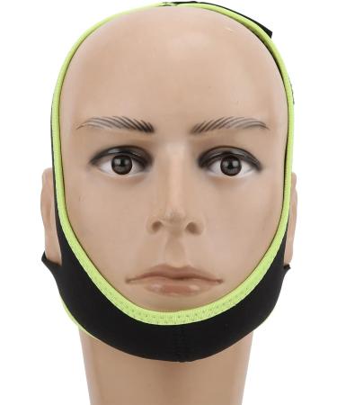 Adjustable Anti-Snore Chin Strap - Breathable Sleep Aid in Black with Fluorescent Green Edge - Buy Online on SooperMarket.com