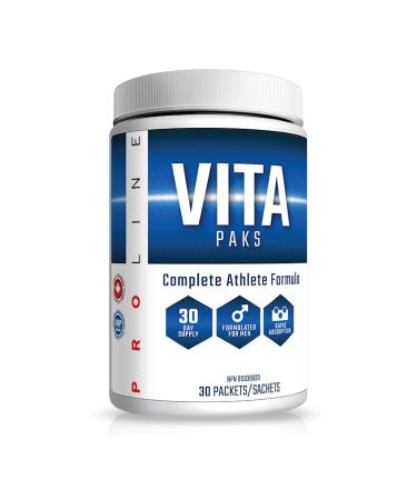 Pro Line Vita-Paks for Men | Complete Athlete Formula in 1 Pack | Multi Minerals Omega 3 Essential Fatty Acids Greens Super Foods High-Potency Vitamin B Complex Vitamin C Complex | 30 Packets (Pack of 1) 1 count (Pack of 30)