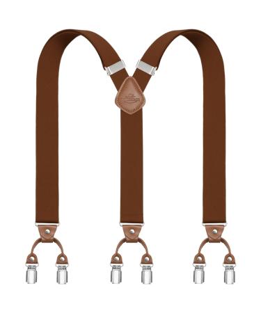 Dresime Hoster Men's H se Barrows for Pants with 6 strong metal clips Y-back adjustable braces braces Heavy duty elastic men's braces a-brown