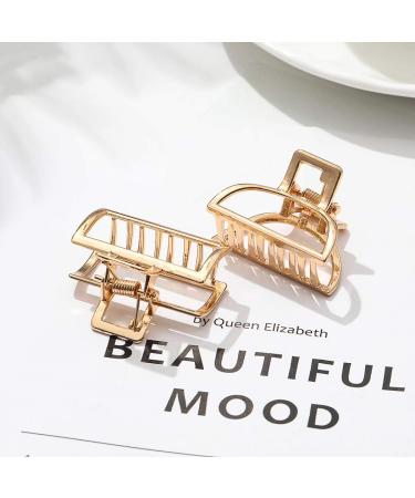 Runmi Gold Metal French Design Hair Clips - Stylish Hair Accessories for Women & Girls - 2pcs International Shipping - Buy Online on SooperMarket.com