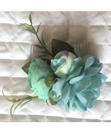 Floral Crown Bride Hair Comb Woman Handmade Side Comb Wedding Hair Accessories for Favor(Blue Flower) - Buy Online on SooperMarket.com