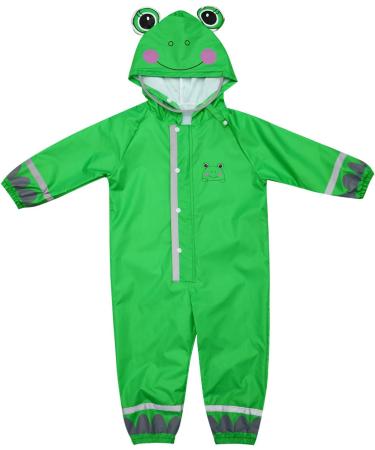De feuilles Kids Button Rain Suit - Waterproof Hooded Green Frog Jumpsuit (4-6 Years) - Buy Online on SooperMarket.com
