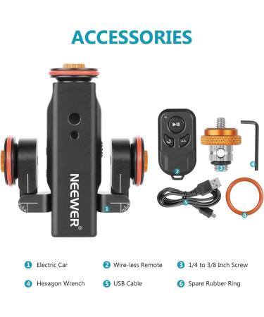 Neewer Wireless Video Camera Dolly: 3-Wheel Motorized Track Slider with Remote Control - Compatible with DSLR, Camcorder, GoPro, iPhone, Android | Electric Dolly Car - Buy Online on SooperMarket.com