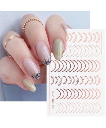 6 Sheet Gold French Fashion Line Nail Art Stickers Decals - Self-Adhesive 3D Nail Decals for Luxury Nail Design and Supply - Buy Online on SooperMarket.com