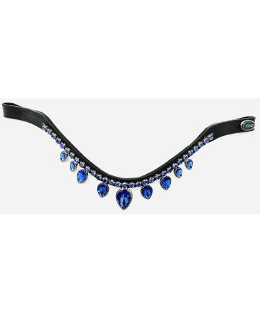Tyssons Breeches Drop Herring Strap - Strass Drops in Rosa Blue Leather with Black Glitter Band for Mini Shetty Shetty VB WB & Full Thoroughbred - Buy Online on SooperMarket.com