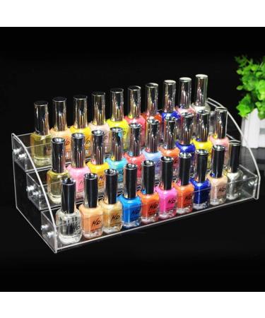 AYNEFY Acrylic Nail Polish Stand - 3 Layers Makeup Organizer Display - Clear Storage Holder (31x13.3x11cm) for All Nail Polish Enthusiasts - Buy Online on SooperMarket.com