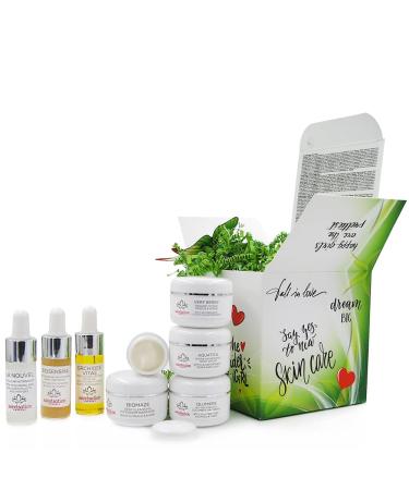 Sweetsation Therapy/YUNASENCE Box of Beauty Secrets. Travel collection of 8 Key Products. Facial Hyaluronic acid Serum Facial Oil Multi Vitamin Serum Anti aging moisturizer Eye cream.