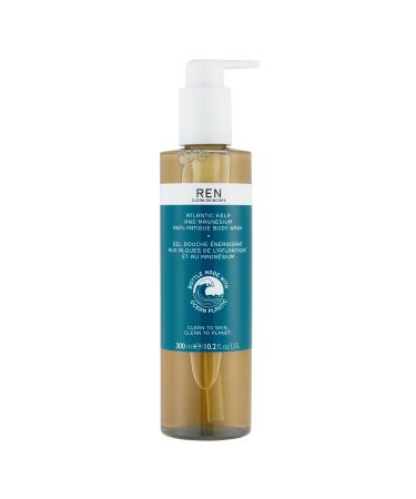 REN Clean Skincare - Atlantic Kelp and Magnesium Anti-Fatigue Body Wash - Energizing Vegan Body Wash with Natural Essential Oils in Recycled Ocean Plastic Bottle 10.2 Fl Oz