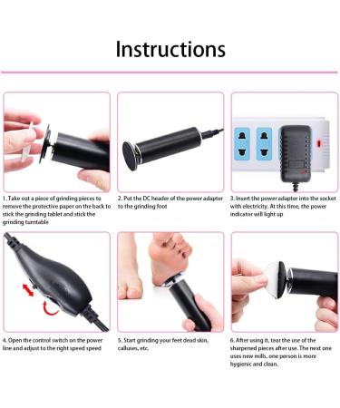 Dajidafu Electric Pedicure Tool Portable Handheld 450RPM Anodized Professional Cable Power Salon Dead Skin Callus Remover Black - Buy Online on SooperMarket.com