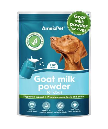 AmeizPet 100% Natural Goats Milk Powder For Dogs Powder To Create Delicious Goats Milk Perfect for Hydration Nutrient Rich Sensitive Tummy Dog Food Topper 200g (7 Oz.) Goat milk powder 200 g