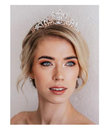 Sweetv Rose Gold Wedding Tiara - Crystal Bridal Crown for Women - Princess Costume Crown for Birthday Party Prom - Buy Online on SooperMarket.com
