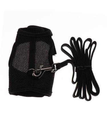 B Blesiya Leash Rabbit Harness Comfortable Breathable and Adjustable Mesh Harness BLACK L Black S