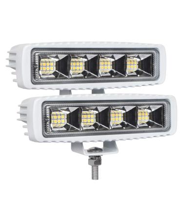 EXZEIT Waterproof Led Boat Lights, 2 pc 72W Deck/Dock Marine Lights 4000LMS 120Flood Light, 6.3inch, 12/24 V Led Light Bar White Light