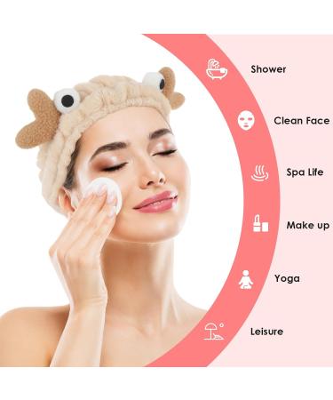 WLLHYF Face Wash Headband Facial Makeup Hairband Elastic Spa Headband Cute Coral Fleece Crab Hair Band Cartoon Creative Head Wraps Cute Christmas Hair Accessories for Women Girls Skincare Sports Khaki - Buy Online on SooperMarket.com