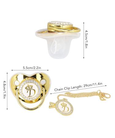 Luxury Rhinestone Crown Baby Pacifier - Ergonomic Golden Design Soothing & Portable (Letter D) - Buy Online on SooperMarket.com
