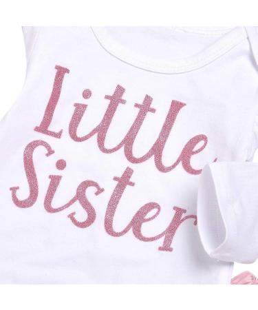 ChYoung Baby Girl Little Sister Romper Top & Rose Printed Pant Set | Newborn Outfit with Headband, 3 Pieces (0-3 Months) - Pink - Buy Online on SooperMarket.com