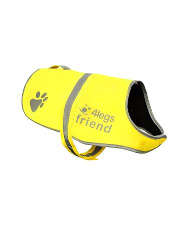 Reflective light fleece coat with hole for the leash 5 sizes-high visibility for outdoor activities during the day and night keeps your dog visible safe from cars and hunting accidents yellow M