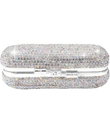 XhuangTech Bling Lipstick Holder Case with Mirror - Rhinestone Crystal Makeup Organizer for Ladies (Silver) | Portable Lipstick Case - Buy Online on SooperMarket.com