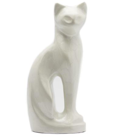 Royal Rapture Cat Figurine Pet Urn for Ashes Charming Metal Alloy Funeral Memorial Cremation 9"(Pearl Cat)