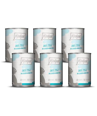 Mjamjam - Premium wet food for cats - Tender goat on delicious carrot 6 -pack (6 x 400 g) grain free with extra meat goat + carrot 400 g (6 Pack)