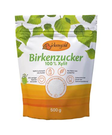 Birch gold xylitol birch sugar 500 g bag |100% xylitol from Finland |From birch and beech bark |Vegan |40% fewer calories than sugar |Gluten -free |Tooth -friendly