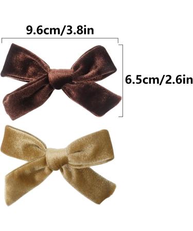4Pcs Velvet Bow Hair Clips for Girls and Women - Brown Rosegold - 3.8 Inch - Christmas Hair Accessories - Buy Online on SooperMarket.com