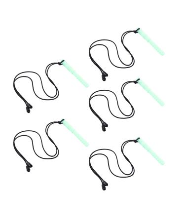 Baby Chew Necklace Silicone Sensory Chew Necklace Elastic Multipurpose 5pcs Improve Pain Teething Safe for Babies (Mint Green)