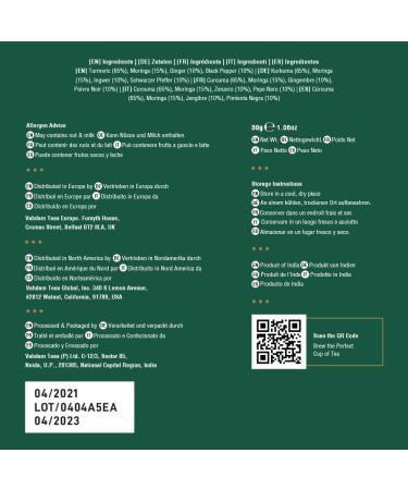 Vahdam Teas Turmeric Moringa Herbal Tea - Caffeine Free, 15 Infusion Bags (1.06 oz) - Buy Online on SooperMarket.com