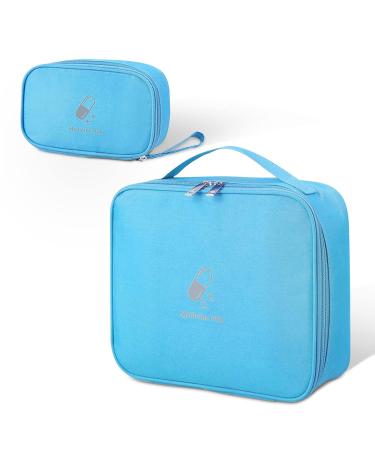 Keraneet 2 pieces medication bag waterproof medication bag bag bag set not deformable medication bag bag easy to wear for travel home office - blue