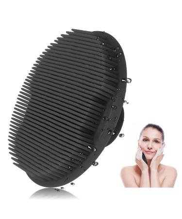 WLLHYF Silicone Face Scrubber Facial Cleansing Exfoliator Brush Face Wash Waterproof Gentle Face Scrub Deep Cleaning Skin Care Massage No-Slip Brushes for Women and Men (Black)
