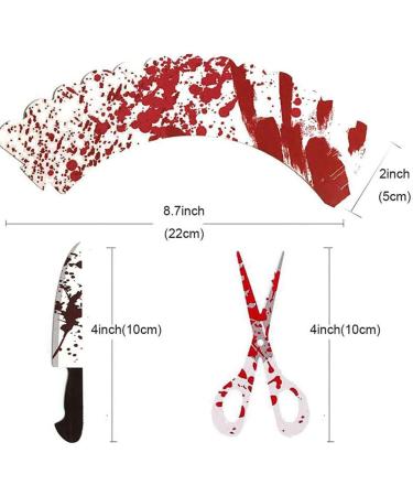 Dzrige 24 Pieces Halloween Cupcake Toppers Wrappers Horror Cake Decoration Scary Bloody Knife Scissors Food Decor Party Suppliers for Halloween Theme Party Ghost Party Birthday Party - Buy Online on SooperMarket.com