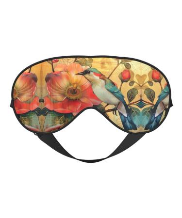 SSIMOO Flower and Bird Soft Sleep Eye Mask Female Breathable Eye Patch Perfect for Travel and Relaxation Black