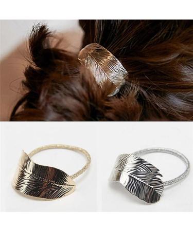 Buy Daedalus 2pcs Women Leaf Design Elastic Ponytail Holder Hair Bands - Stylish & Durable Hair Accessories for International Shipping - Buy Online on SooperMarket.com