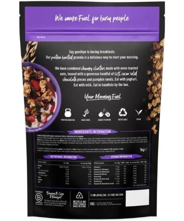 Fuel10k Chocolate Granola Porridge Oats 1kg Muesli Protein 50% Cocoa Solid Breakfast with Welari Thank You Card (1pack) - Buy Online on SooperMarket.com