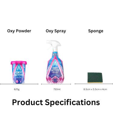 Fabric Stain Remover For Clothes Bundle - Set Includes Astonish Oxy Active Stain Remover Spray (750ml) and Oxy Active Stain Remover Powder (625g) With Sponge. - Buy Online on SooperMarket.com