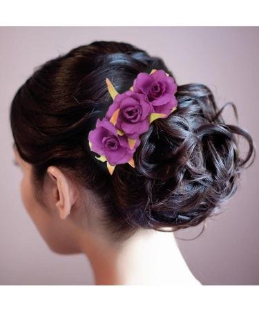 7 Pack Fake Rose Flower Hair Combs Hairpins for Women - Bridal Wedding Beach Party Hair Accessories - Buy Online on SooperMarket.com