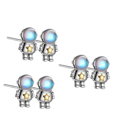 PACKOVE 3 Pairs Astronaut Earrings Personality Alloy Miss Jewelry