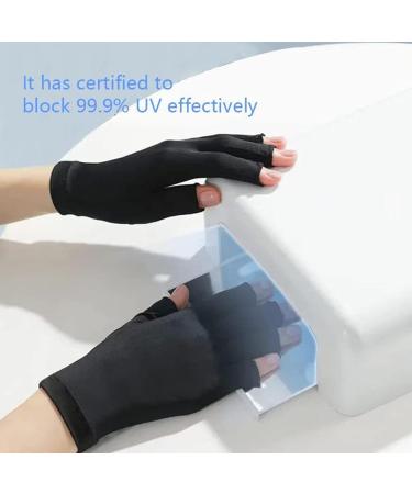 Fingerless UV Protection Manicure Gloves 2 Pairs UV Gloves Excellent Elasticity Art UV Blocking Gloves for Nail Gel Dryer Professional Fingerless Gloves for Protecting Hands from UV Nail Lamp Black - Buy Online on SooperMarket.com